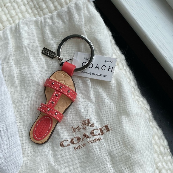 Leather Coach Sandal Keychain & Dustbag NWT